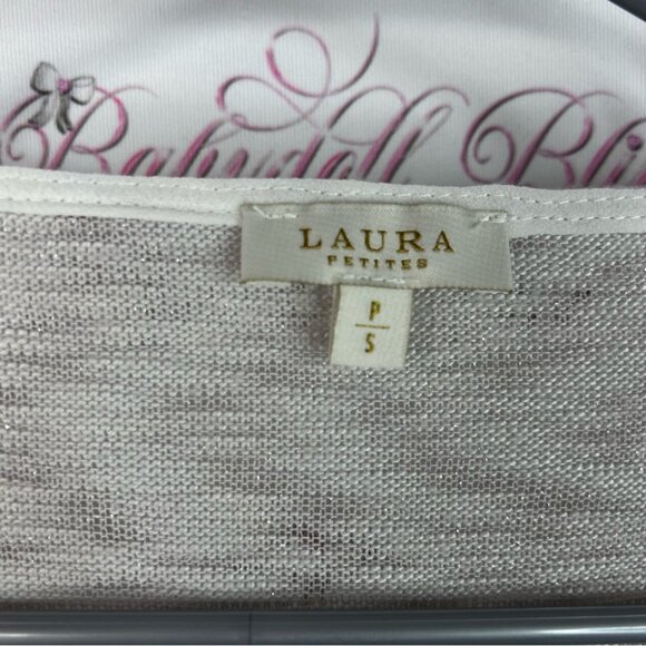 Laura long sleeve cinch tie up Elegant Gray and White Women's Blouse - Picture 5 of 6